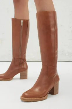 7694-101 Højhælede Støvler, Cognac, 41