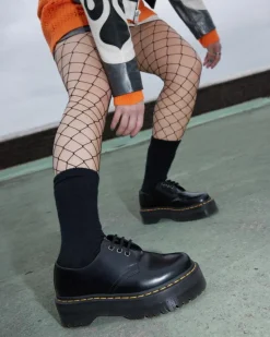 1461 Quad Platform Lædersko, Black Polished, 38