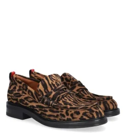 A8446 Loafers, Leopard Suede/Red, 39