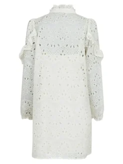 Abby Embroidery Kjole, Ivory, 34