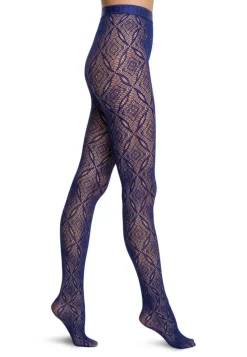 Ajouré Net Tights, Lapis, S