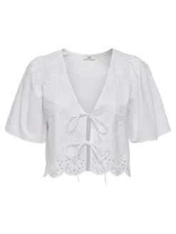 Alice Tie Bluse, Bright White, L