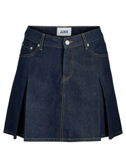 Alora Pleated Nederdel, Dark Blue Denim, M