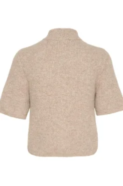 AlphaGZ Kortærmet Cardigan, Warm Sand Melange, XL