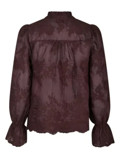 Amara Big Embroidery Bluse, Burgundy, 40