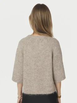 Amaya Fluffy Knit Cardigan, Beige Melange, 36