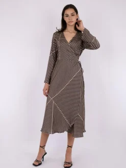 Amber Mix Lines Kjole, Sort, 34