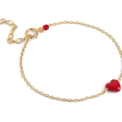 Amore Armbånd, Gold Plated/Red, 15+3 cm