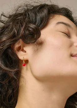 Amore Hoops, 18C Gold Plated/Red