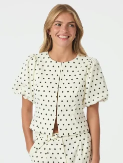 Anela Dot Bluse, White, 38