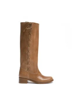 Ann Gaucho Laces Støvler, Dark Tan, 38