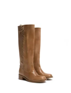 Ann Gaucho Laces Støvler, Dark Tan, 38