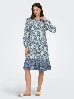 Anna Midi Kjole, Cloud Dancer/Blue, S