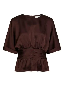 Annegret Heavy Sateen Bluse, Burgundy, 36