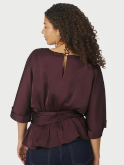 Annegret Heavy Sateen Bluse, Burgundy, 36