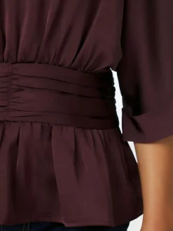 Annegret Heavy Sateen Bluse, Burgundy, 36