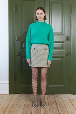 Aska Nederdel, Beige/Black Checks, 38