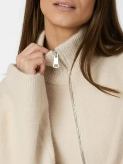 Asley Zip Knit Cardigan, Ivory, 40