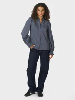 Astrida Stripe Stone Bluse, Navy, 40