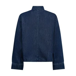 AzminaCC Denim Placket Bluse, Denim Blue, M