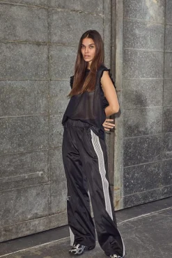 Baggy Track Bukser, Black, M