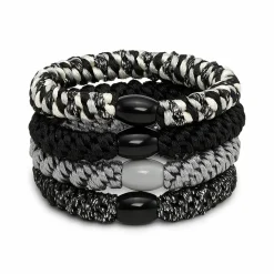 Basic Essentials 4-pak Hårelastikker, Black/Multi
