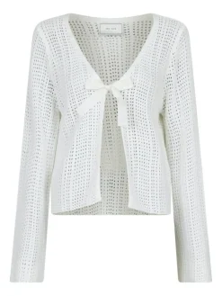 Bates Crochet Knit Cardigan, White, 42