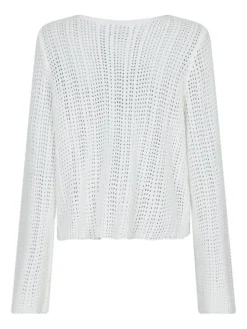 Bates Crochet Knit Cardigan, White, 42