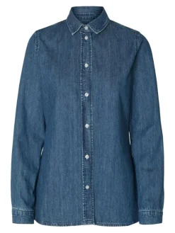 Bea Noa Fitted Denim Skjorte, Medium Blue Denim, 36