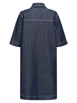 Belle Stripe Kjole, Dark Blue Denim, XS