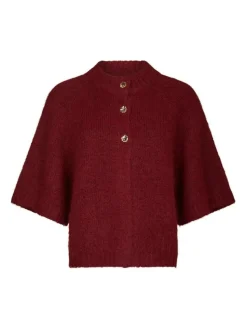 Benuta Fluffy Knit Cardigan, Dark Red, 38