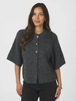 Benuta Fluffy Knit Cardigan, Antracit Melange, 38