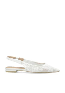 BIABari Pointy Flat Slingback Lace Sko, Off White, 41