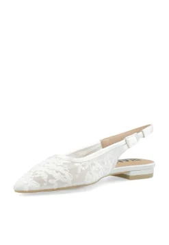 BIABari Pointy Flat Slingback Lace Sko, Off White, 41