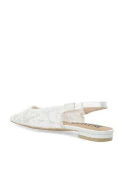 BIABari Pointy Flat Slingback Lace Sko, Off White, 41