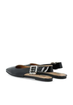 BIARose Buckle Slingback Ballerinasko, Black Patent, 41