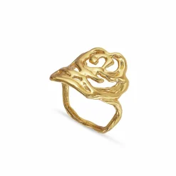 Big Rose Ring, Gold Plated, 56