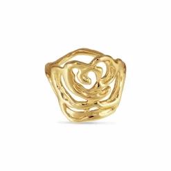 Big Rose Ring, Gold Plated, 56