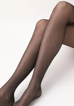 Bright Dots Strømpebukser, Black, S/M