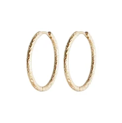 Brushed Medium Creoler, Gold Plated