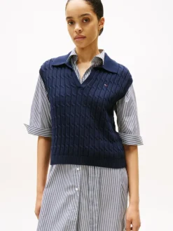 Cable Mid Polo Vest, Dark Night Navy, XXL