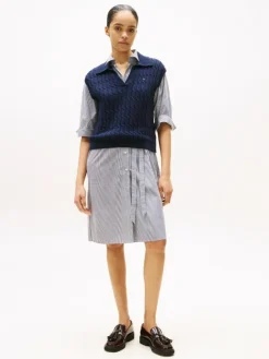 Cable Mid Polo Vest, Dark Night Navy, XXL