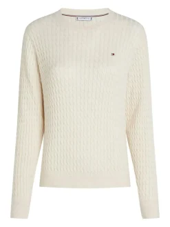 Cable Striktrøje, Heather Ivory Petal, M