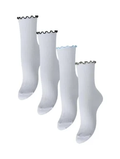 Cafia Frill 4-pak Strømper, Bright White