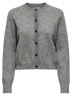 Camille Basic Cardigan, Medium Grey Melange, XL