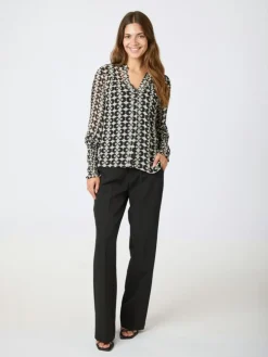 Camisa Graphic Print Bluse, Black, 36