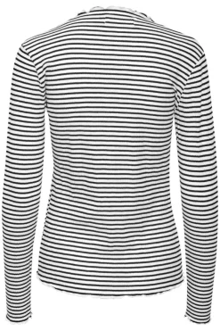 CandaceKB Langærmet T-shirt, Egret/Meteorite Stripe, S