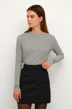 CandaceKB Langærmet T-shirt, Egret/Meteorite Stripe, S