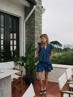 Carin Denim Nederdel, Blue, 38