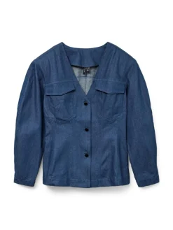 Carla Denim Bluse, Blue Indigo, XL